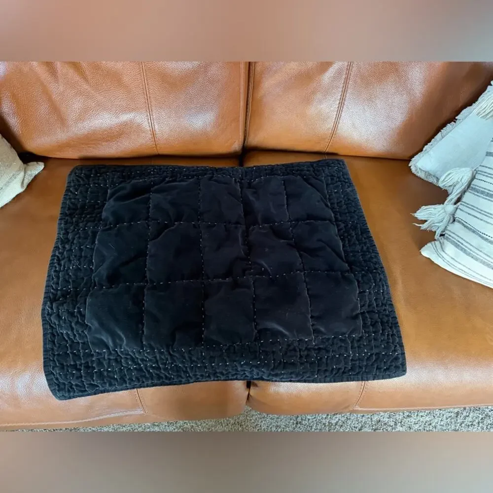Pottery Barn black velour pillow shams standard pair